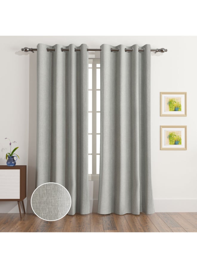 Home Box Extra Long Blackout Lined Curtain Set - Grey - 2 Pieces - Image 1
